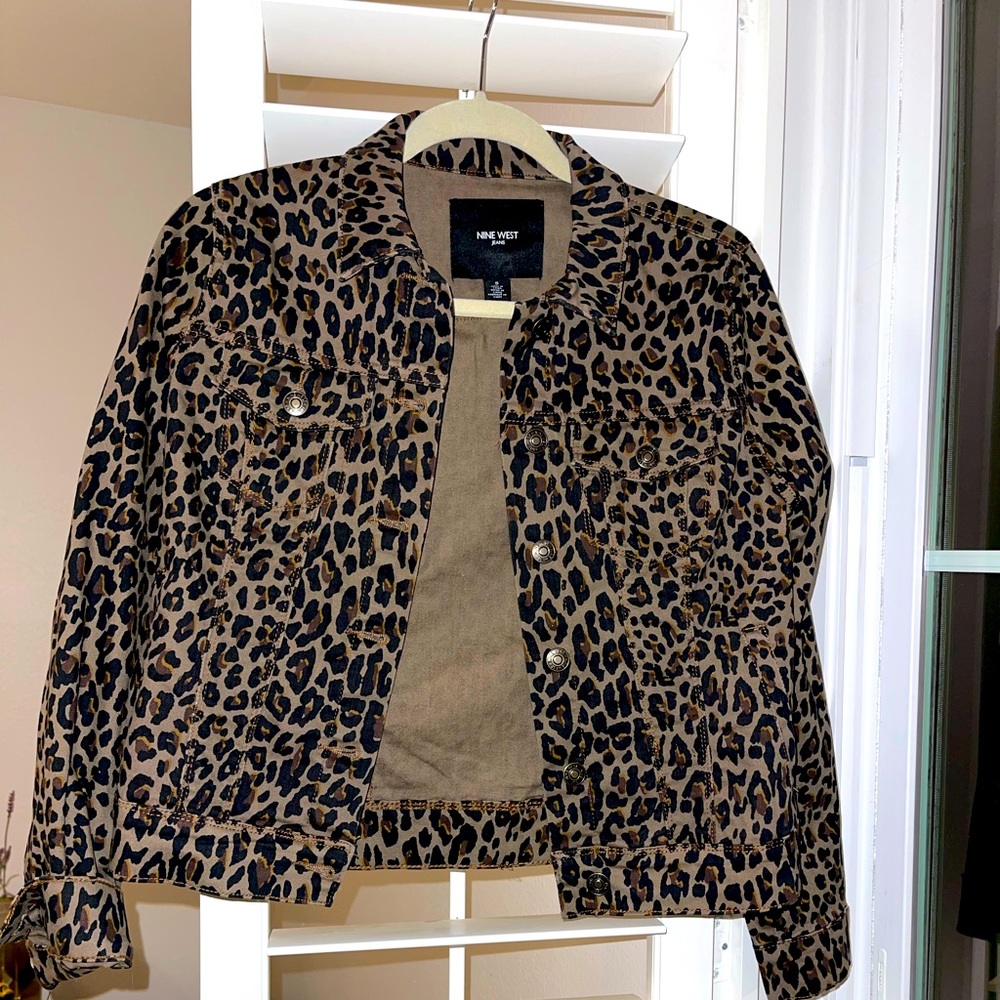 Leopard print jean jacket